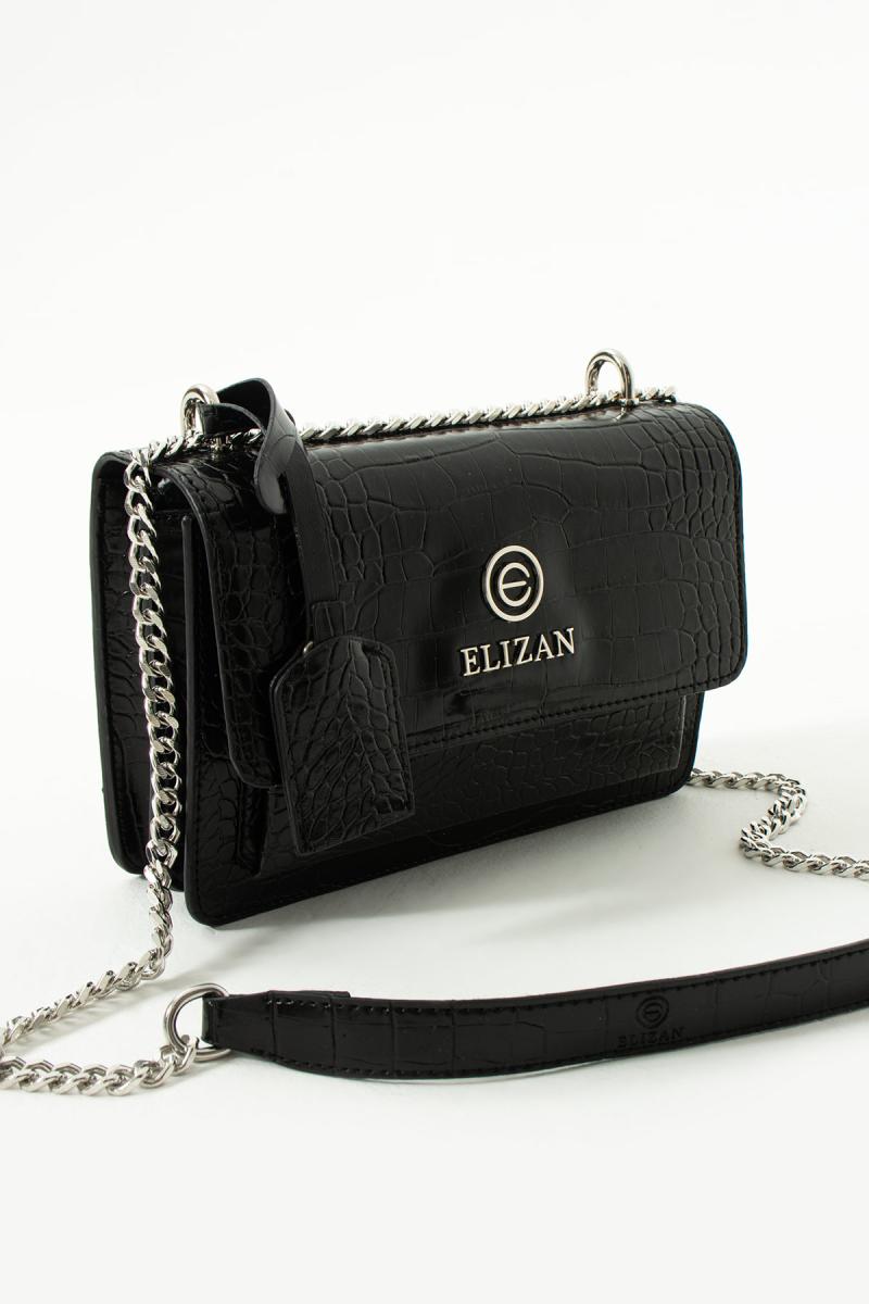 Elizan Flap Luxe Siyah Silver Kroko