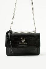 Elizan Flap Luxe Siyah Silver Kroko