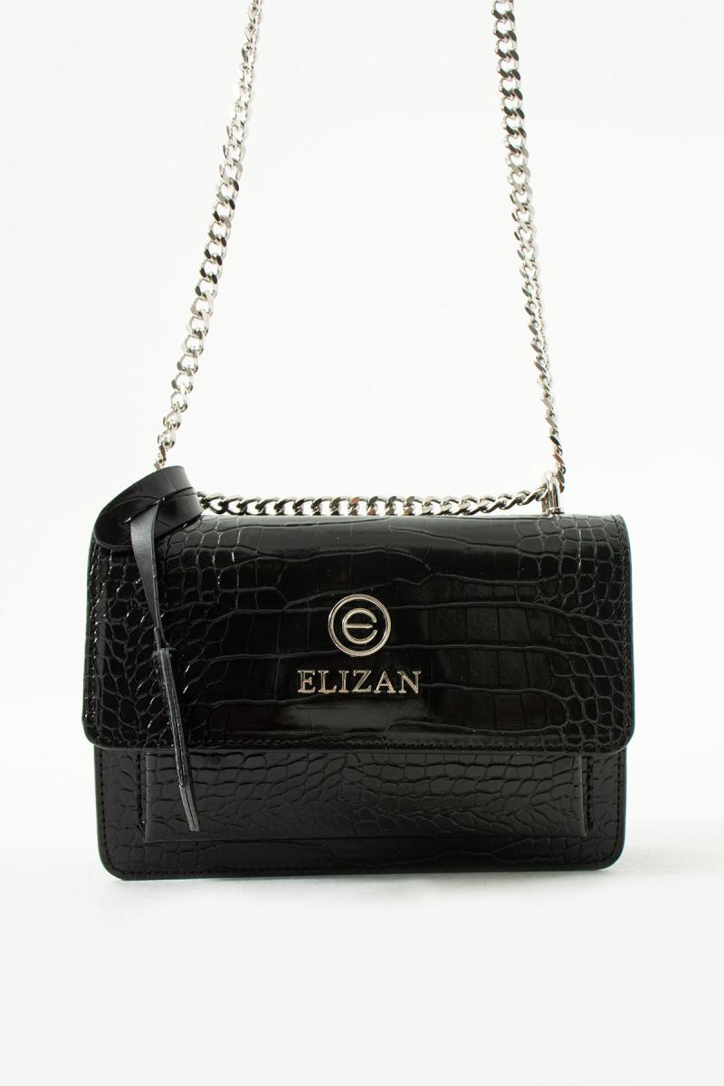 Elizan Flap Luxe Siyah Silver Kroko